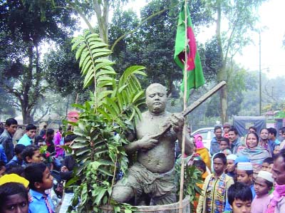 RANGPUR: A youth acting the role of a freedom fighter on the Victory Day at Gangachhara Upazila on Wednesday.