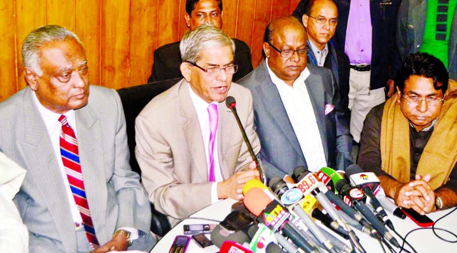 BNP Acting Secretary General Mirza Fakhrul Islam Alamgir speaking at the press Conference after 20-party secretary-level meeting held ast party's Gulshan office on Saturday.