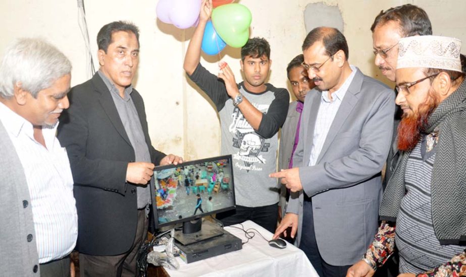 CCC mayor AJM Nasir Uddin inaugurating cc camera at kancha bazaar in Bohadderhat on Sunday.