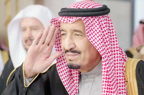 Saudi King Salman, saluting the member of Shura Council in Riyad on Wednesday.