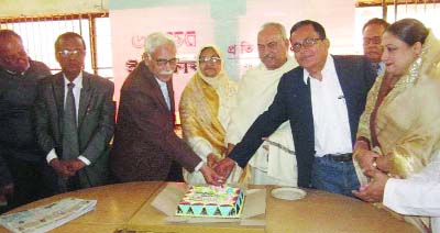 KISHOPREGANJ: Dilara Begum Asma MP cutting cake on the occasion of 63rd founding anniversary of the Daily Ittefaq at Kishoreganj Press Club on Thursday. Adv Zillur Rahman, Administrator, Zilla Parishad , Adv Shah Aziz, Kishoreganj Bar President and PP