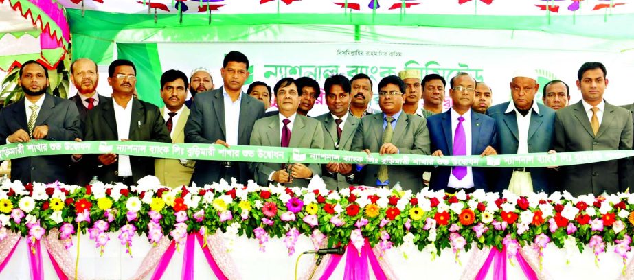 Wasif Ali Khan, Deputy Managing Director of National Bank limited, inaugurating its 190th branch at Burimari, Lalmonirhat on Monday.