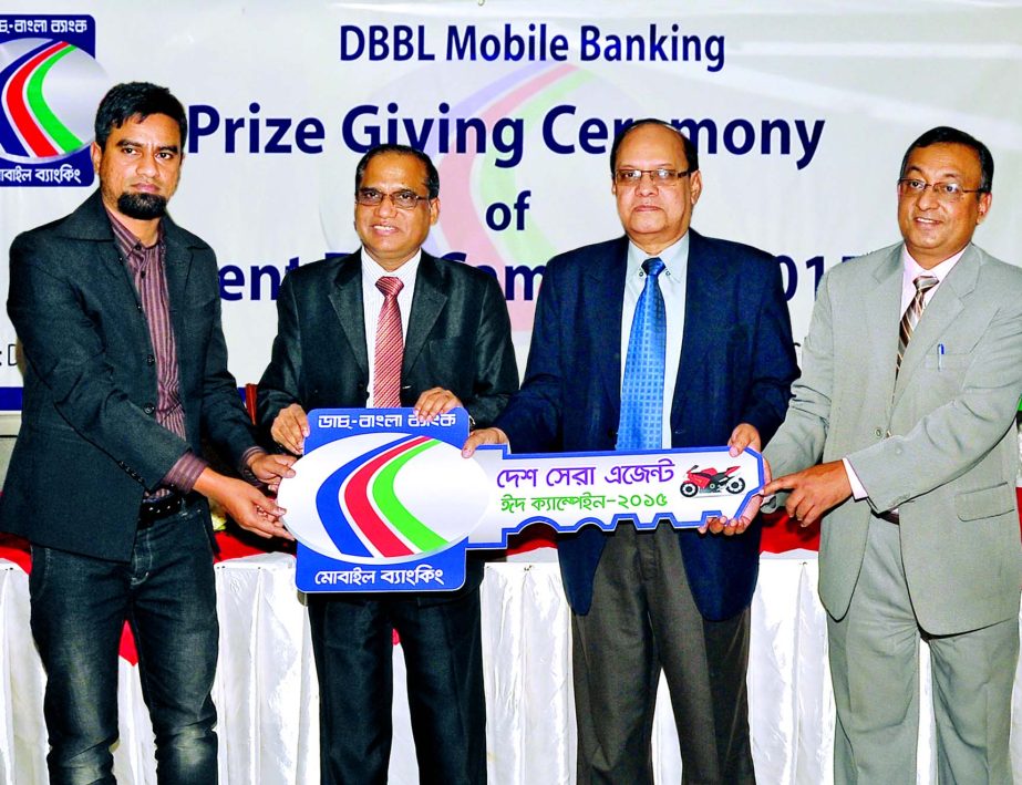 Dutch-Bangla Bank Ltd arranges a prize giving ceremony of Mobile Banking Agent Eid Campaign 2015 at a city hotel recently. KS Tabrez, Managing Director, Abul Kashem Md Shirin, Deputy Managing Director, Abul Kashem Khan, Head of Financial Inclusion Divisio