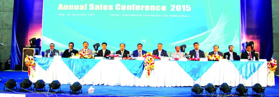 MA Hassan, Chairman and Managing Director of Aristo pharma, presiding over the Annual Sales Conference-2015 of the company at a city convention center on Wednesday.