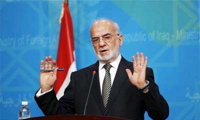 Iraq's foreign minister addressing a press conference in Baghdad on Wednesday .