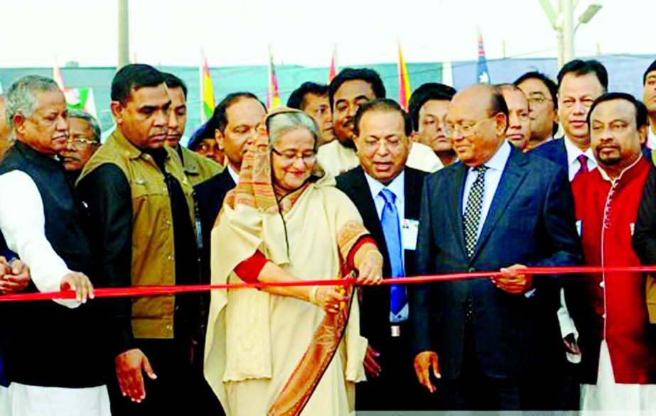 Prime Minister Sheikh Hasina inaugurating Dhaka International Trade Fair 2016 on the first day of New Year.