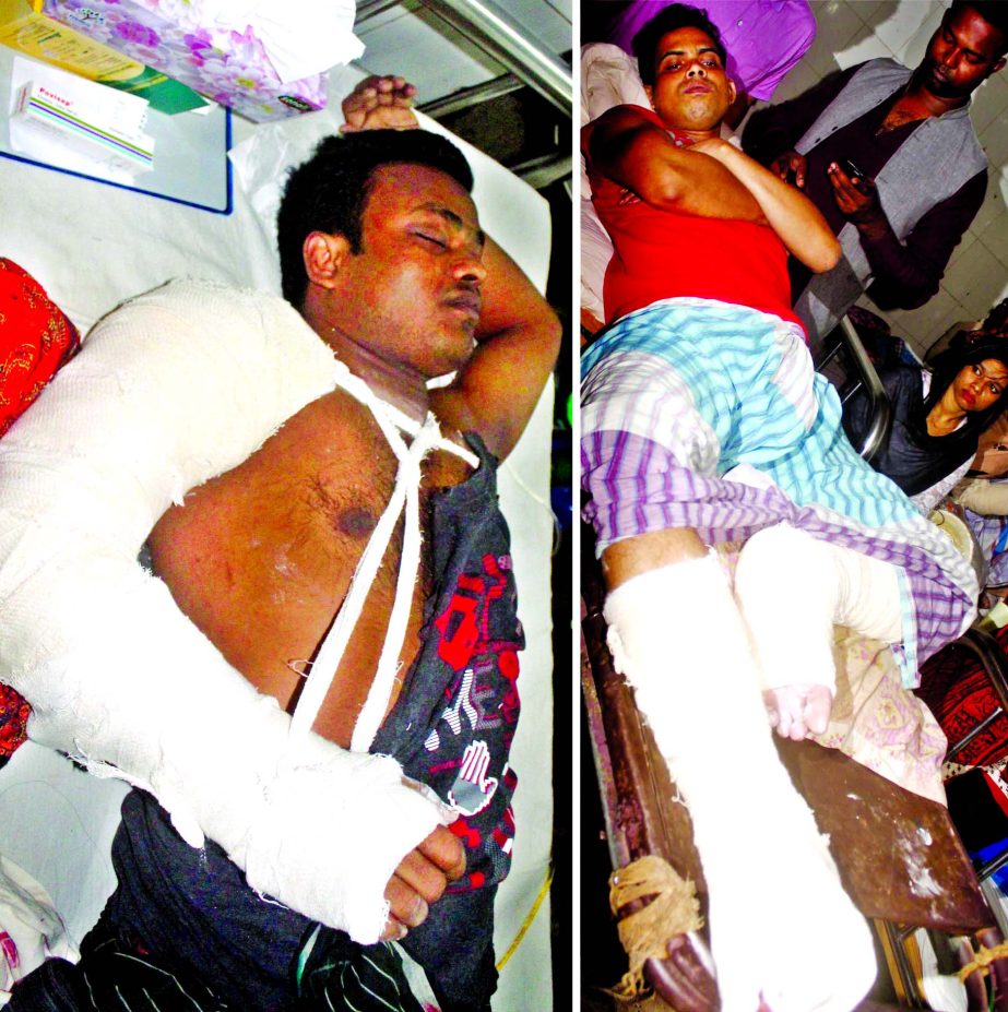 A quake panicked injured student of DU and another constable being treated at DMCH on Monday.