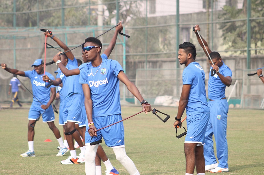 The West Indies Under-19 team took part in fitness drills at the National Cricket Academy in Mirpur on Saturday.