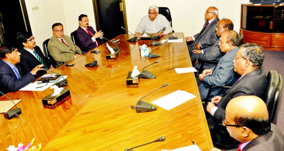 Syed Mohammad Bariqullah, Deputy Manging Director of National Bank Limited, presiding over the meeting of the committee for 'Strategic Planning and Policy Making' its head office on Sunday. A F M Shariful Islam, Managing Director (Current Charge) was pr