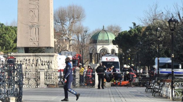 The Istanbul governor's office says 10 people died in the blast