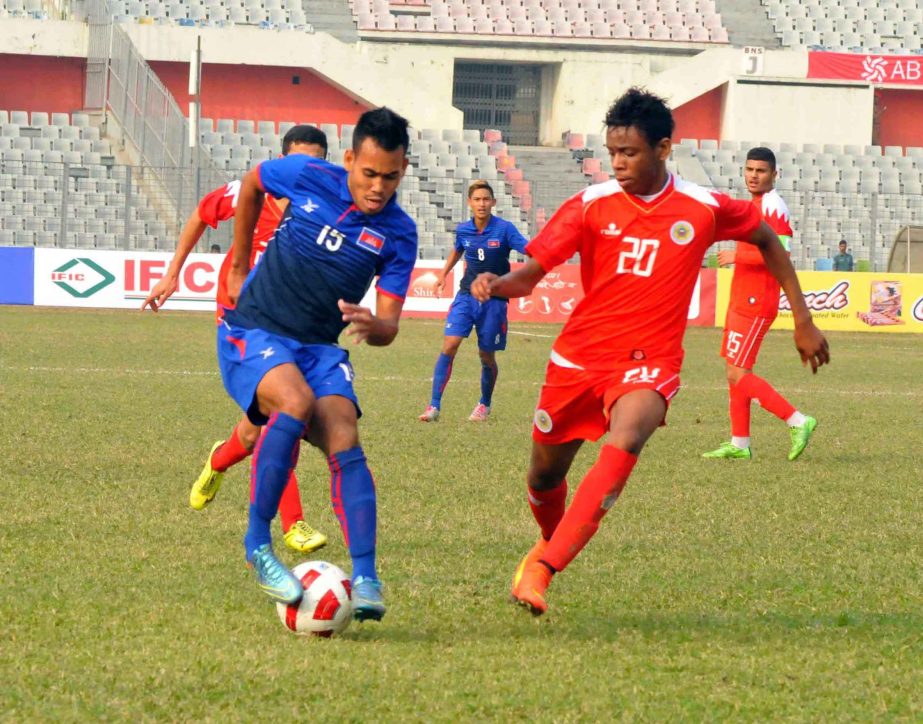 A view of the match of the Bangabandhu Gold Cup International Football Tournament between Bahrain and Cambodia at the Bangabandhu National Stadium on Thursday.