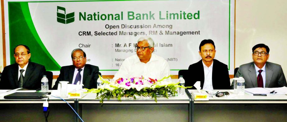 AFM Shariful Islam, Managing Director (Current Charge) of National Bank Limited presiding over a discussion meeting on credit management at NBTI in the city on Saturday.