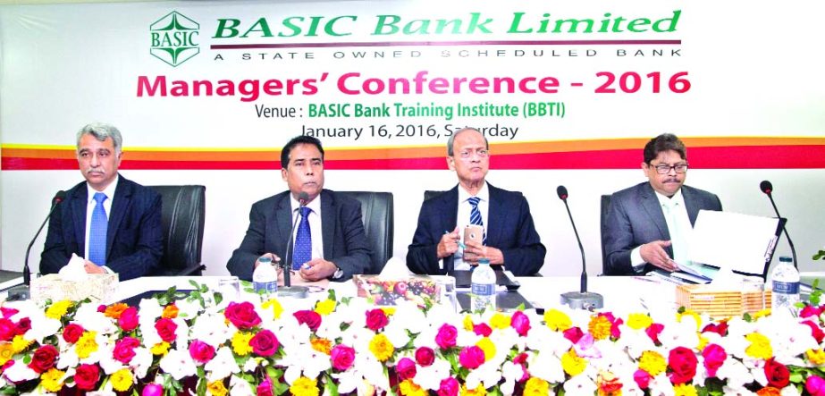 Khondoker Md Iqbal, Managing Director of BASIC Bank Limited, presiding over 'Managers' Conference, 2016' at its training institute recently. Alauddin A Majid, Chairman of the bank was present as chief guest.
