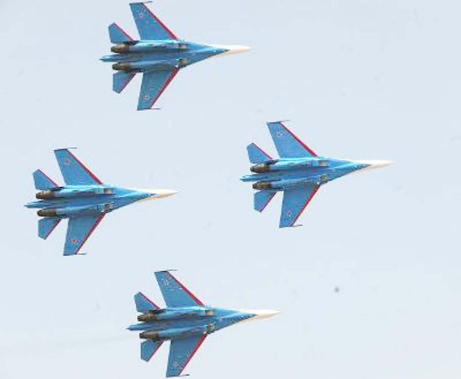 Russian warplanes returning after bombing on Syrian rebel-held city.