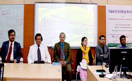 Participants at the workshop on capacity building of the teachers and IT staffs of Bangladesh Open University on eContent Development held on Saturday at the eLearning Center at BOU main campus at Gazipur