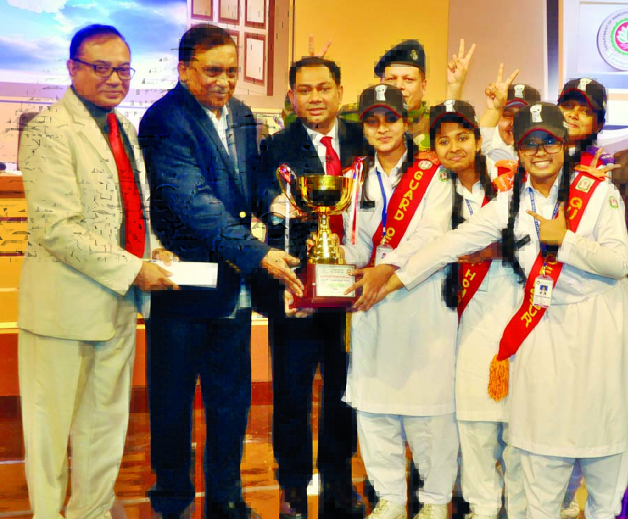 Home Minister Asaduzzaman Khan MP handing over prizes among the winning teams at the concluding session of Anti- drug Debate Festival as Chief Guest at FDC Auditorium jointly organised by the Debate for Democracy & Department of Narcotics Control yest