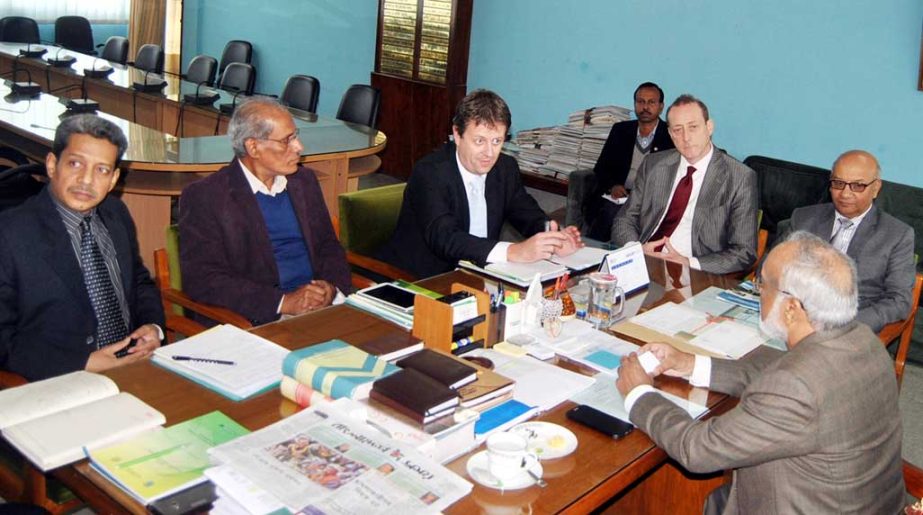 Vice-Chancellor of Bangladesh Agricultural University Prof Dr Md. Ali Akbar is seen discussing with a high power FAO team on last Thursday.