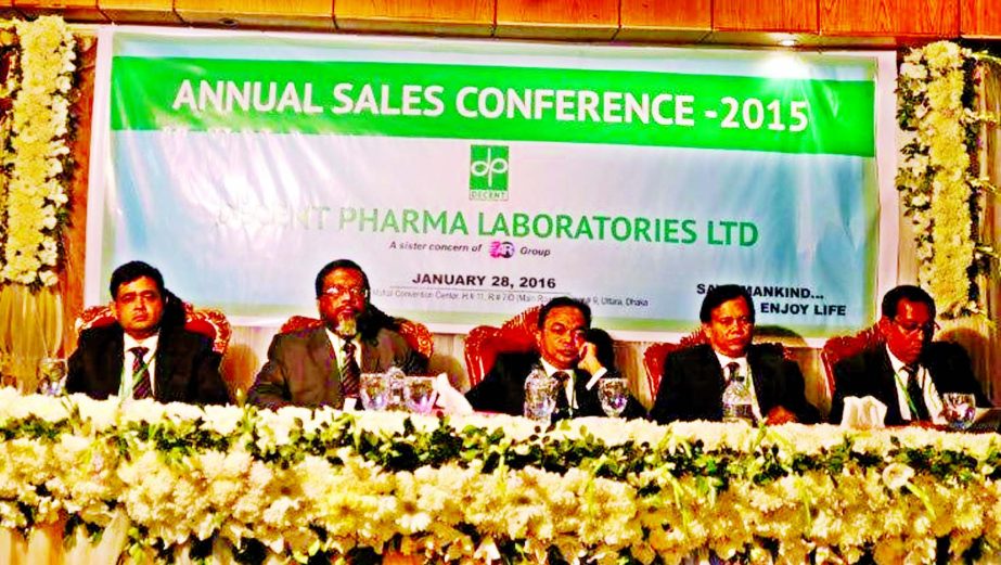 Kawser Ahmed, Head of operations of Decent Pharma Laboratories Limited, presiding over Annual Sales Conference-2015 at a convention center in the city on Thursday. Md Rabiul Islam, Managing Director of the company was present.
