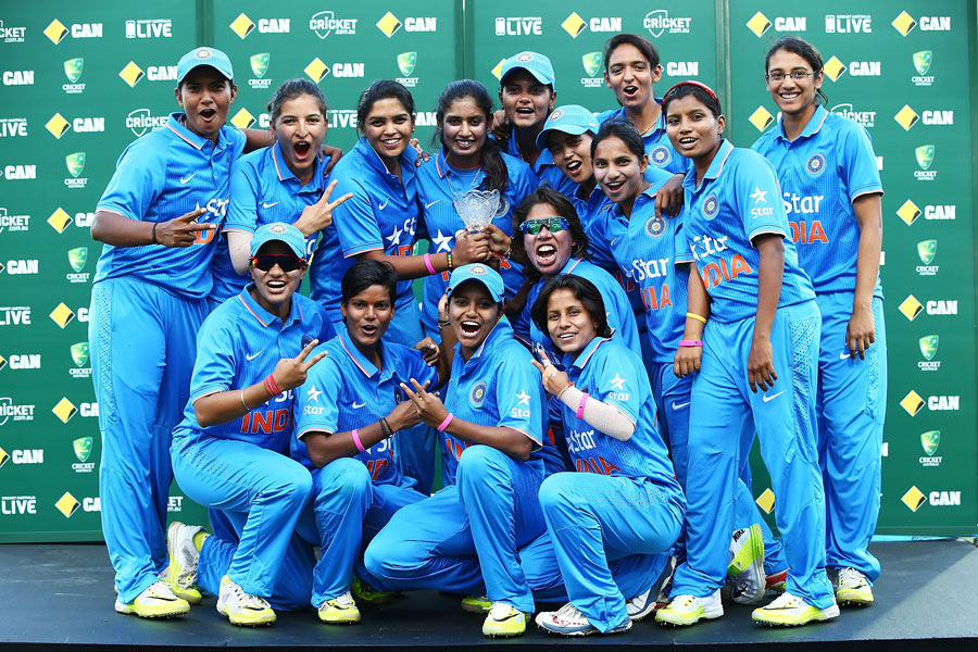 Indian Women celebrate their first ever bilateral series victory over Australian Women after the 3rd women's T20 I in Sydney on Sunday.