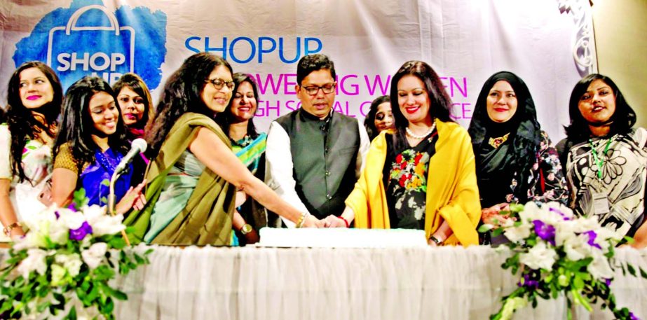 State Minister for Post, Telecommunications and Information Technology Zunaid Ahmed Palak, MP, launching the 'ShopUp', a platform of Face book marketing platform at BCC Bhaban Auditorium in the city recently.