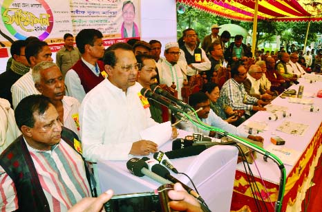 BOGRA: Information Minister Hasanul Haq Inu MP speaking at the biennial conference of Jatiyo Samajtantrik Dal (JSD) as Chief Guest on Saturday.