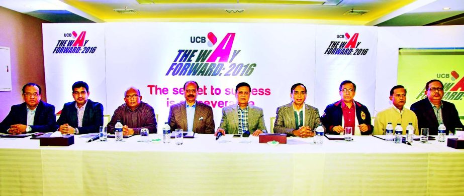 Muhammed Ali, Managing Director of UCBL, presiding over the Business Conference named "UCB, The Way Forward 2016" at a Resort in Habigonj recently. Additional Managing Directors and Deputy Managing Directors of the bank were present.