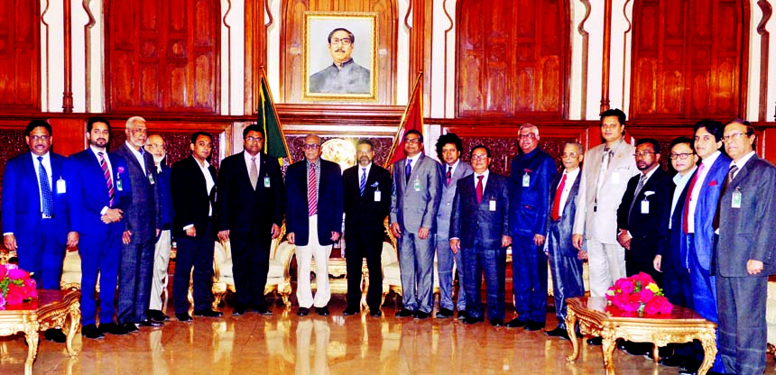 DCCI Board of Directors led by its President Hossain Khaled called on the President Md. Abdul Hamid at Bangabhaban in the city on Thursday. DCCI Senior Vice-President Humayun Rashid, Vice-President K Atique-E-Rabbani, Directors Mohammad Shahjahan Khan, AK