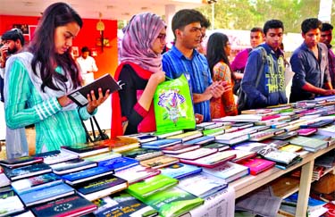 Book-lovers crowd the Ekushey Boi Mela on 11th day on Thursday.