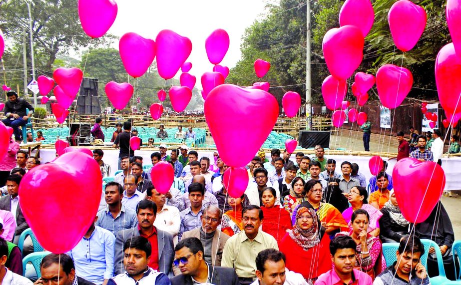 Dhaka South City Corporation brought out a 'Love for Dhaka' rally with love balloon marking the Valentine's Day on Sunday.