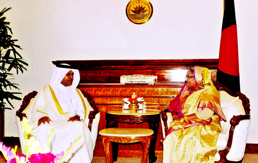 Newly appointed Qatari envoy to Bangladesh Ahmed Bin Mohamed Al-Dehaimi paid a courtesy call on Prime Minister Sheikh Hasina at the latter's office on Wednesday. BSS photo