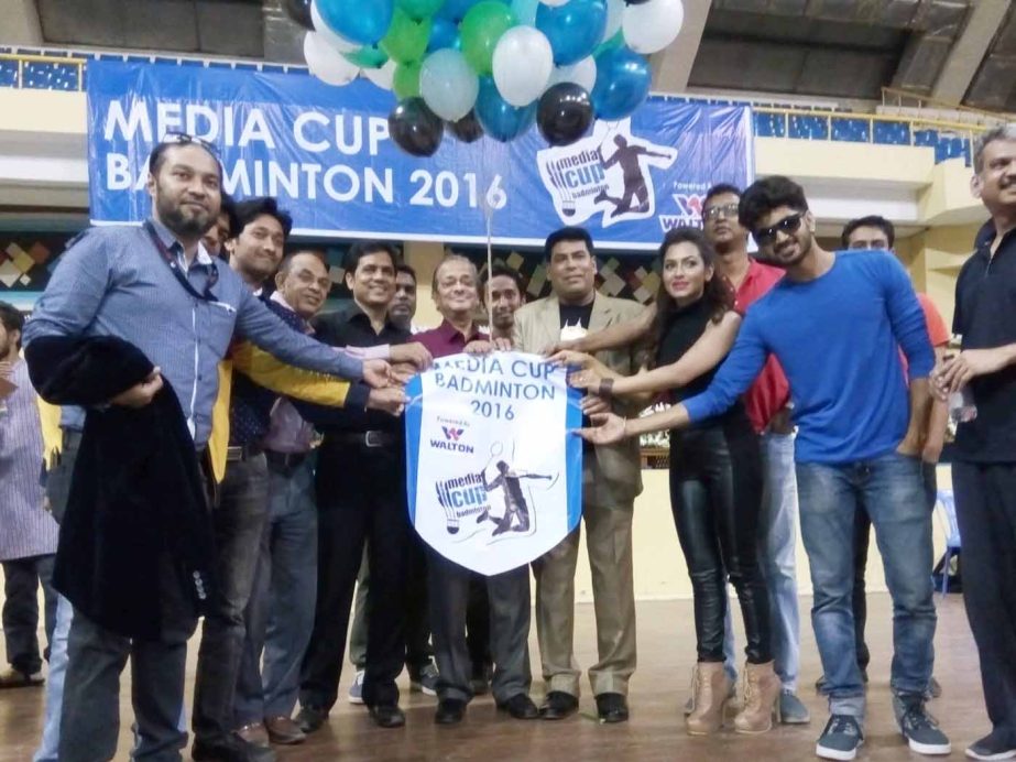 Editor of the Jugantor Golam Sarwar inaugurating the Media Cup Badminton Tournament by releasing the balloons as the chief guest at the Shaheed Suhrawardy Indoor Stadium in Mirpur on Wednesday. Bangladesh Sports Press Association has arranged the badminto