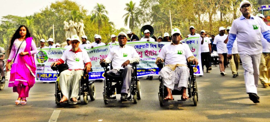 'Help for You', a non-government organisation brought out a rally on Dhaka University campus on Friday marking World Walking Day.