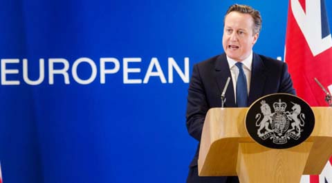 British Prime Minister David Cameron speaks during a final press conference at an EU summit in Brussels on Friday.