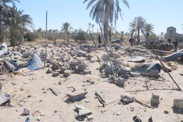 A view shows damage at the scene after an airstrike by US warplanes against Islamic State in Sabratha, Libya.