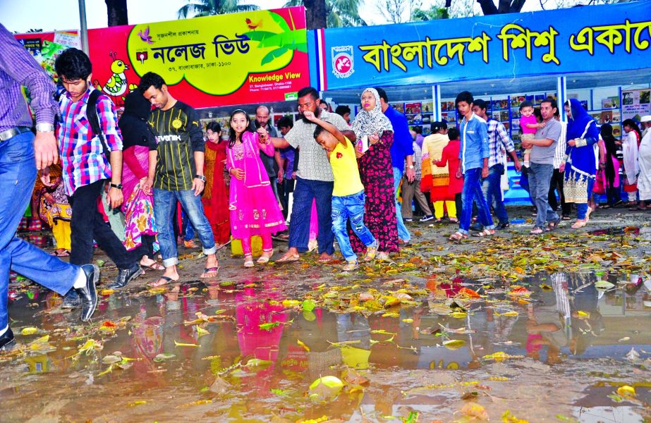 Ekushey Boi Mela was temporarily shut due to heavy rains and hailstorm on Wednesday.