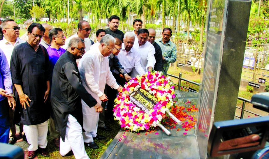 Leaders and activists of BNP on behalf of the party Chairperson Begum Khaleda Zia paying tributes to army members killed in Pilkhana BDR mutiny by placing wreaths at the altar of memorial at Banani Army Graveyard in the city on Thursday.