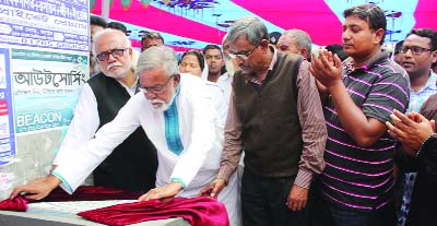 RANGPUR: RCC Mayor Sarfuddin Ahmed Jhantu inaugurating construction works of a road and a drainage system by unveiling plaque at separate ceremony in Rangpur city as Chief Guest on Thursday.