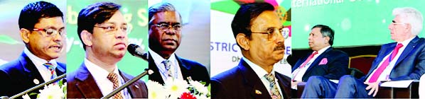 Justice Mirza Hossain and Rotary leaders speaking at the district conference of Rotary on Friday.