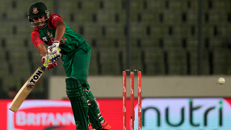 Mohammad Mithun tucks the ball on to the leg side, Bangladesh v UAE, Asia Cup 2016, Mirpur, February 26, 2016 Â©Associated Press