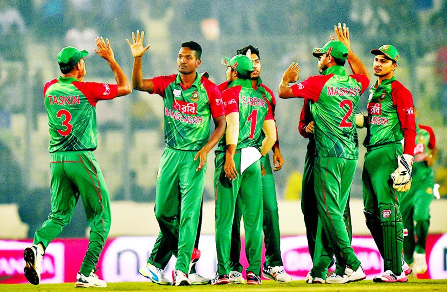 Al-Amin Hossain dismissed Muhammad Kaleem in the second over during the Asia Cup 2016 Cricket match between Bangladesh and UAE at the Mirpur Sher-e-Bangla National Cricket Stadium on Friday.