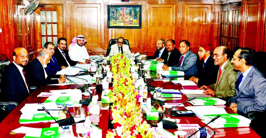 Engr Mustafa Anwar, Chairman of Islami Bank Bangladesh Limited, presiding over the meeting of the Board of Directors of the Bank on Saturday at the bank's head office. Local and foreign Directors along with Mohammad Abdul Mannan, Managing Director of the
