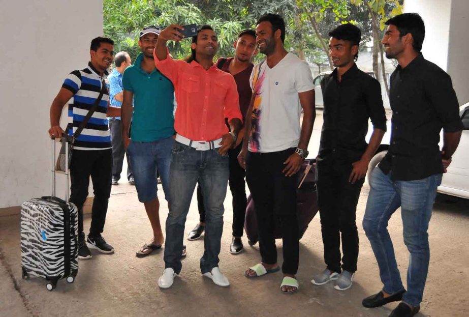 Players of Bangladesh National Football team arrived at the BFF House to report to Manager of the Team Satyajit Das Rupu on Saturday.