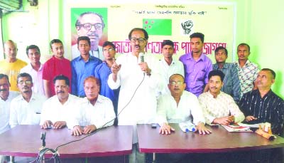 COMILLA: Jatiyo Gonotantrik Party(JAGPA) president Shafiul Alam Prodhan speaking at the Comilla District biennial conference of the party on Saturday.