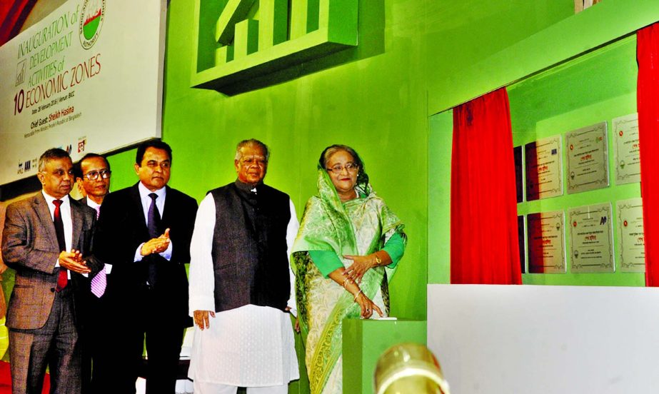 Prime Minister Sheikh Hasina inaugurated 10 Economic Zones established in different places in Bangladesh through Video-conferencing from Bangabandhu International Conference Centre in the city yesterday.