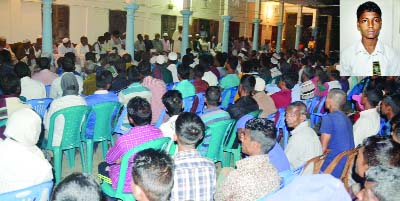 SYLHET: Locals in Moghlagaon Union arranged a meeting protesting abduction of schoolboy Tuhin recently.