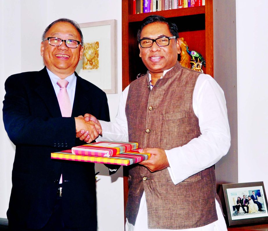 Chan Heng Wing, Ambassador of Singapore, meets with State Minister for Power, Energy and Mineral Resources Nasrul Hamid at the latter office on Monday. Power Division Secretary Monowar Islam, Energy Division Secretary Nazim Uddin Chowdhury, among others,