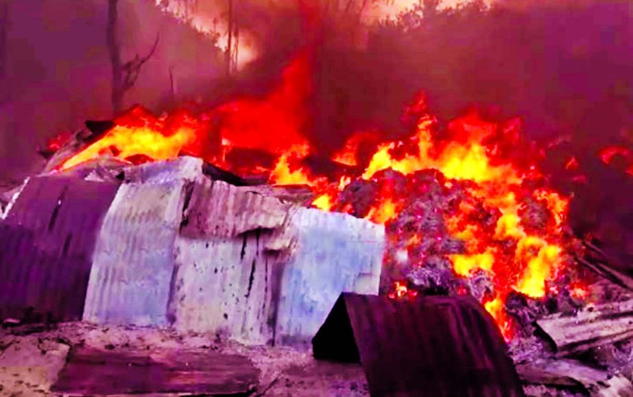 A devastating fire broke out at 12 Jhut godowns in Ashulia on Wednesday.