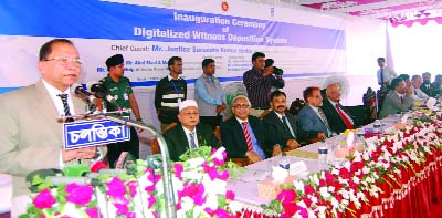 SYLHET: Chief Justice Surendra Kumar Sinha speaking at the inaugural programme of digitalisation of Sylhet Court as Chief Guest on Wednesday.