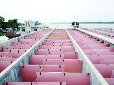 Barisal: A view of the two surface water treatment plants by using Kirtankhola River-water under threat of delay due to lack of electricity connection.