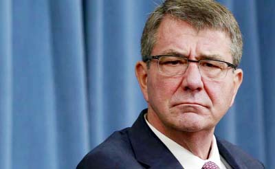 US Defense Secretary Ash Carter attends a news conference at the Pentagon in Washington.